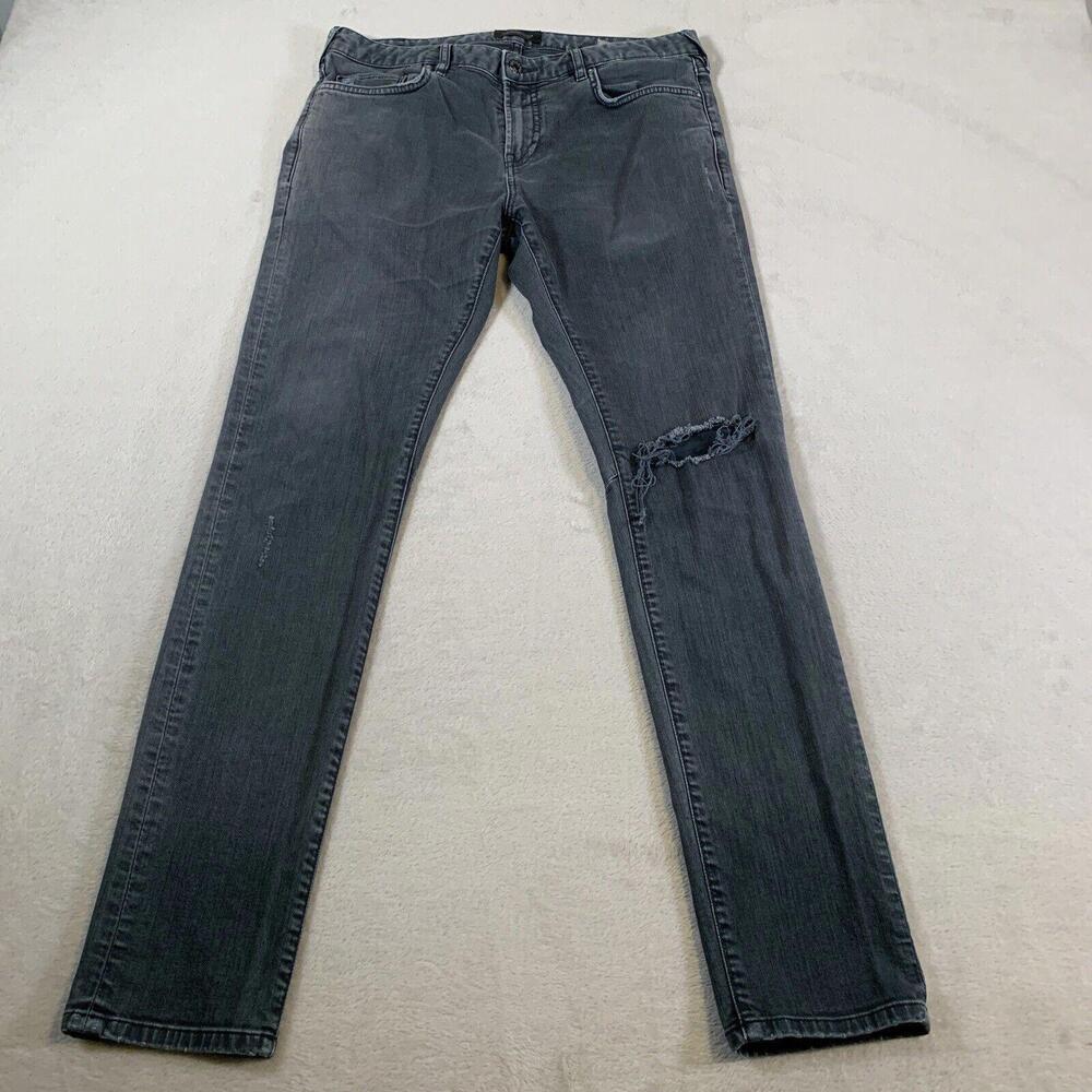 Scotch & Soda Jeans Mens 31x32 Gray Pike Slim Straight Denim Distressed Low Rise